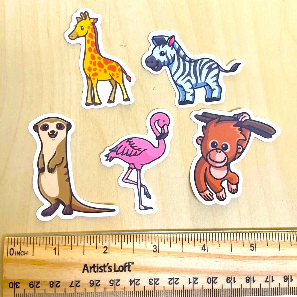 10/$10 or $1 BUNDLE: 5 WATERPROOF African‎ Animal Stickers 🦧 🦓 🦒 🦩